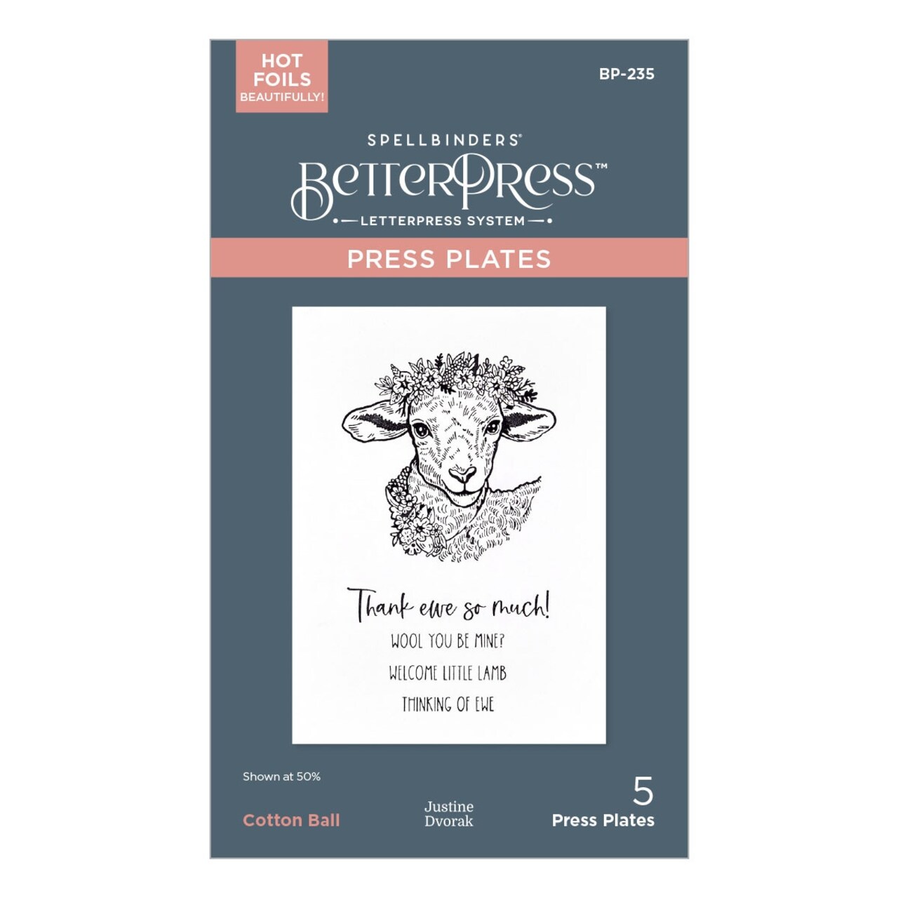 Spellbinders BetterPress Plate & Die Set by Justine Dvorak-Cotton Ball